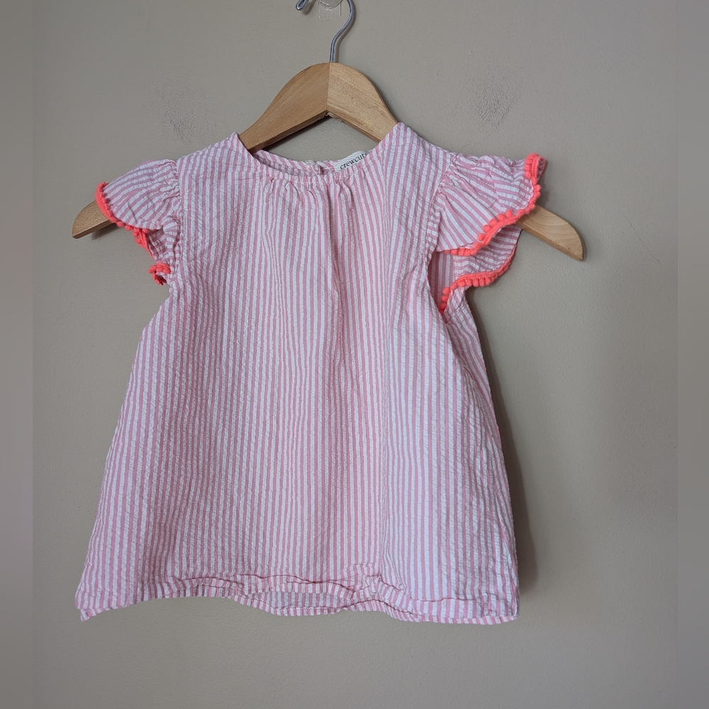 Crewcuts Pink and White Striped Ruffle Blouse